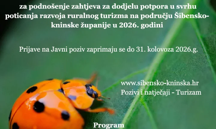 Objavljen Javni poziv za dodjelu potpora za razvoj ruralnog turizma u Šibensko-kninskoj županiji
