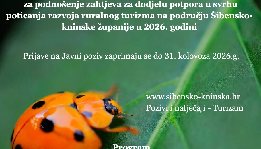Objavljen Javni poziv za dodjelu potpora za razvoj ruralnog turizma u Šibensko-kninskoj županiji