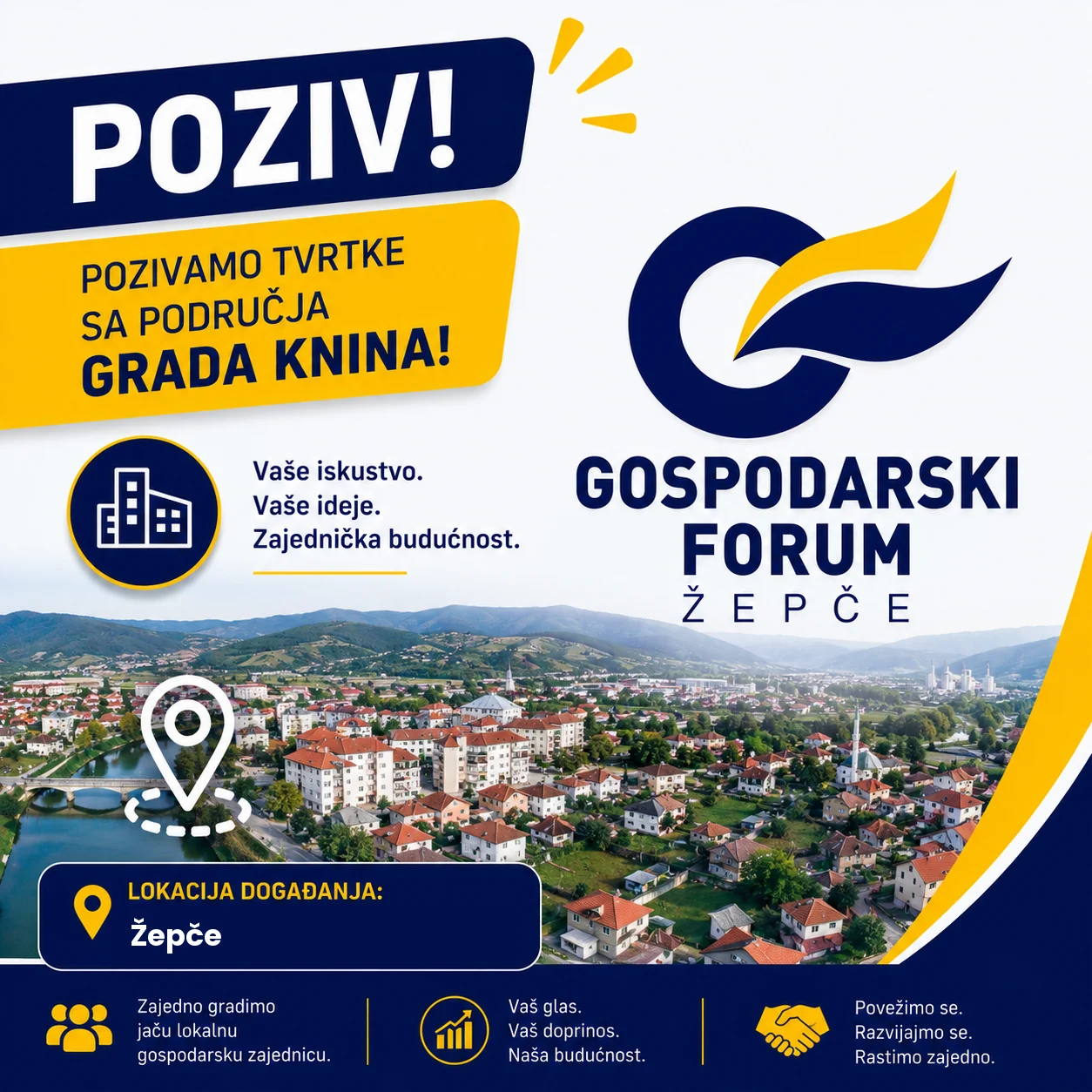 Poziv tvrtkama s područja Knina na Poslovne susrete Knin–Žepče i 13. Gospodarski forum općine Žepče